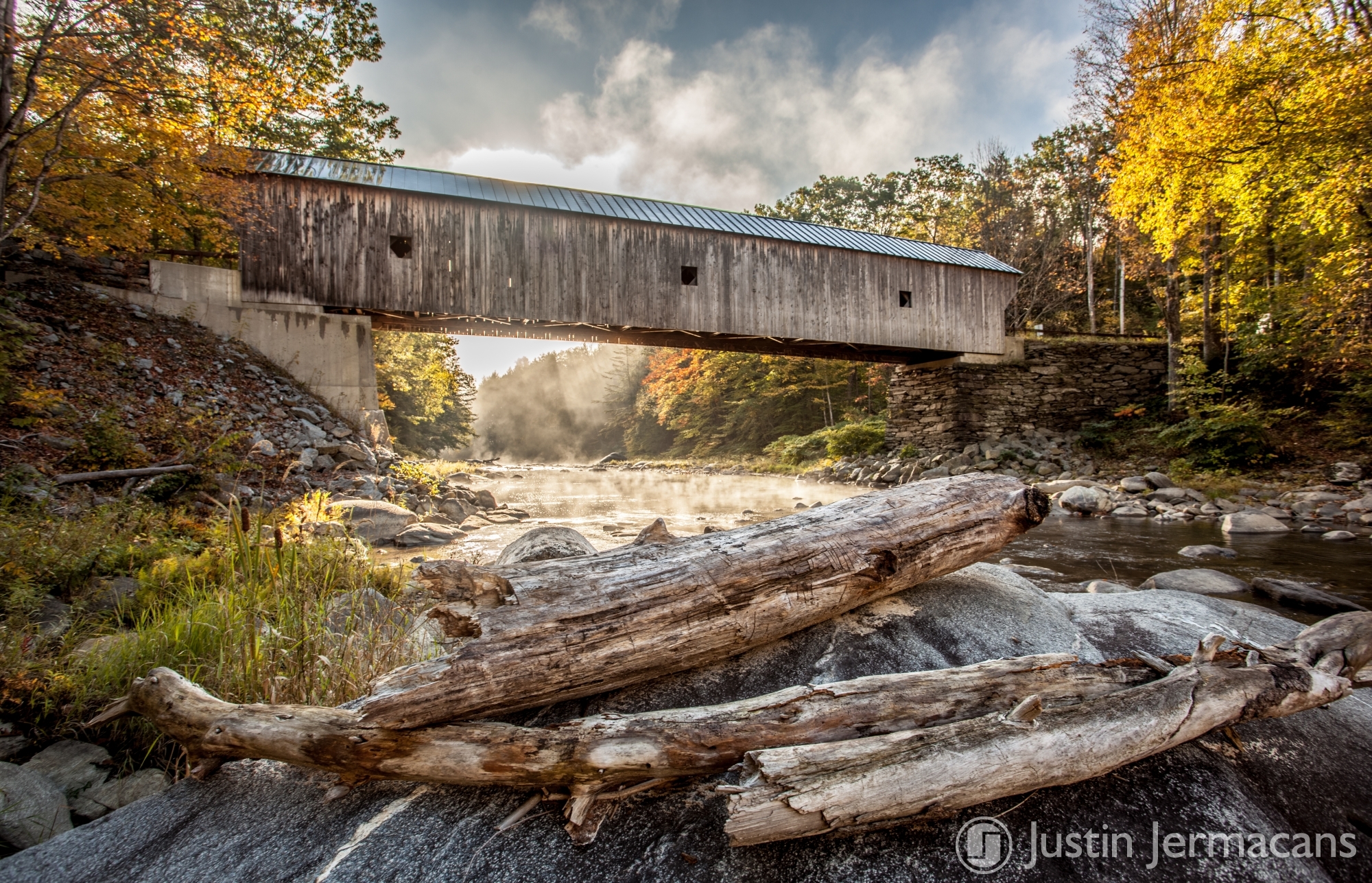 Fall Morning at Downers Covered Bridge 10/13/17 - Perkinsville, VT